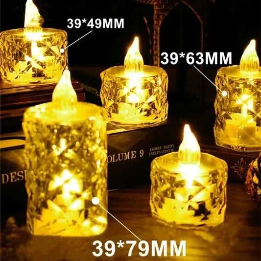 LED Crystal Flameless Candle Light LED Electronic Candle Light Night Lamp Dating Party Holiday Home Wedding Christmas Decoration