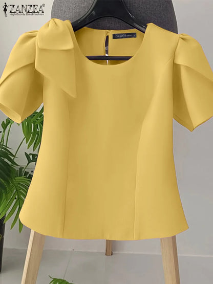Puffärmelbluse mit Schleifendetail