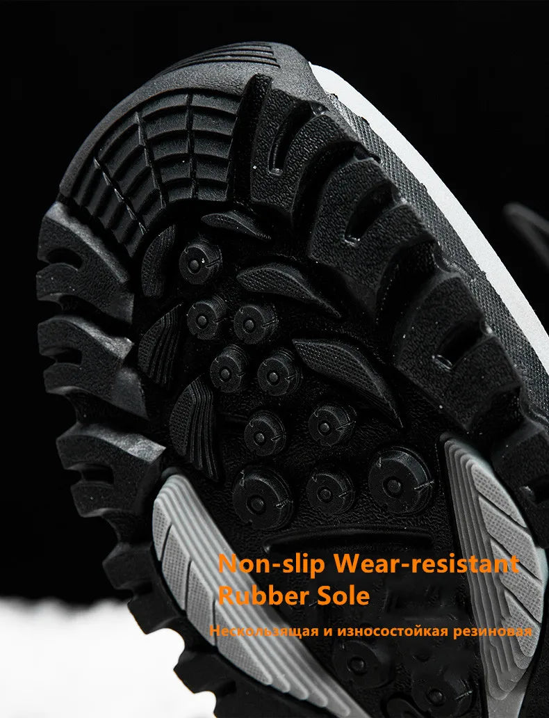 Brand Men's Winter Shoes Waterproof Men's Boots Warm Plush Couple Snow Boots Outdoor Non-slip Hiking Boots Men Work Ankle Boots