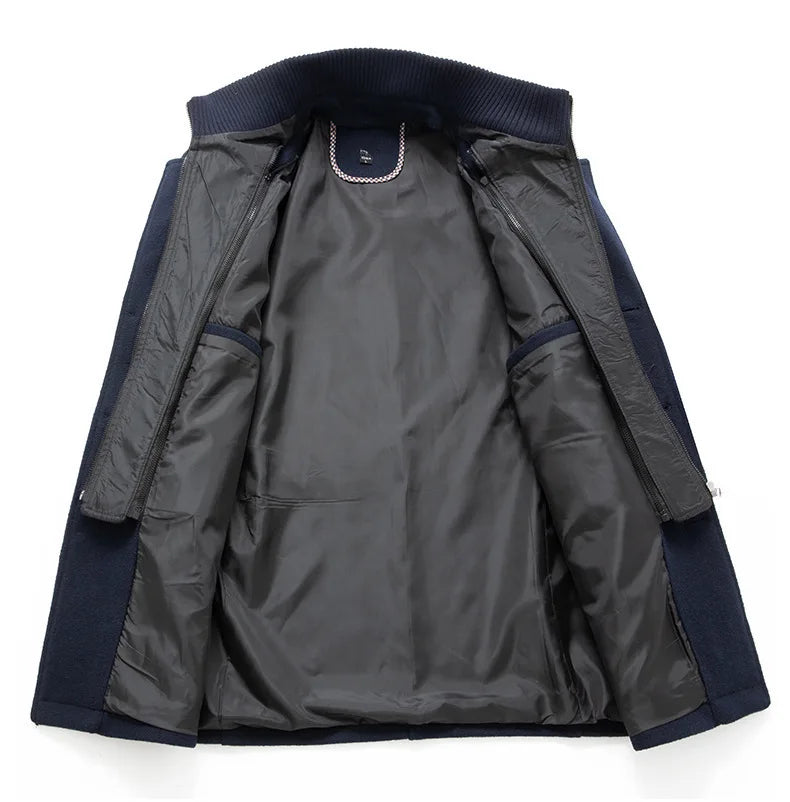 Men's Casual Business Woolen Overcoat Double-Collar Cold-Resistant Jacket Fashionable Autumn Winter 2025