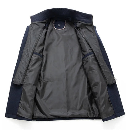Abrigo largo de poliéster para hombre Rindu con cuello desmontable
