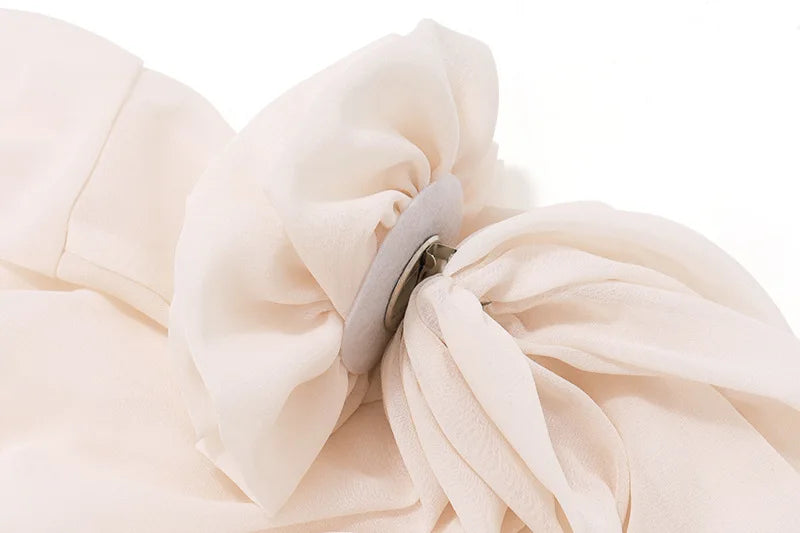 Women's Chiffon Blouse – Tie Flower Slash Neck Loose Top for Spring & Summer
