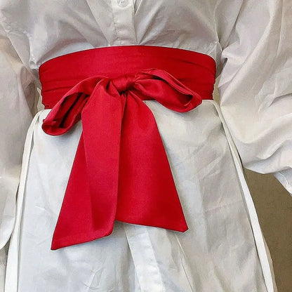 Satin-Schleife Taillengürtel – Breiter Bandgürtel für Kleider, 20 Farben