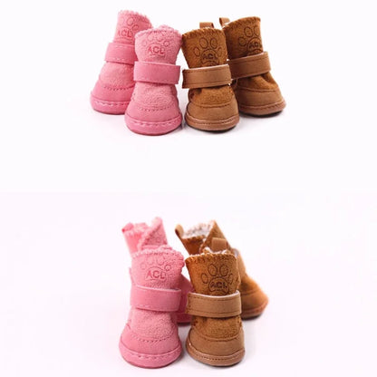 Bottes de neige en peluche pour chien – Lot de 4 chaussons chauds et antidérapants pour petits chiens