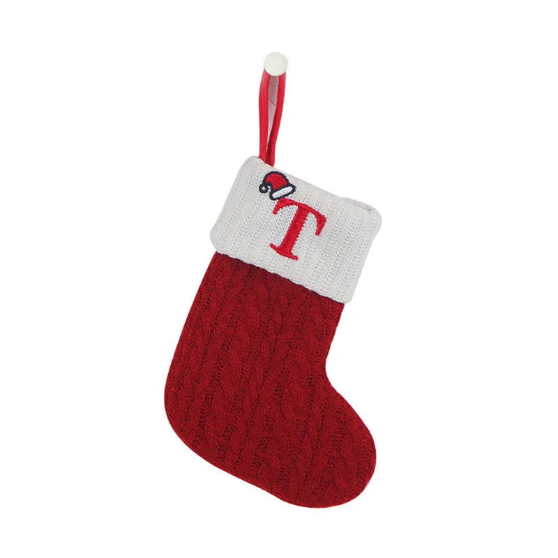 Knitted Initial Christmas Stocking – Letter A–Z Personalized