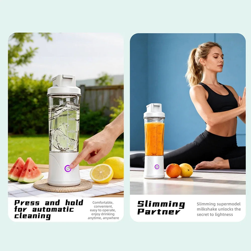 Portable Blender – USB-C Rechargeable 6-Blade Smoothie Maker with 2 Travel Cups