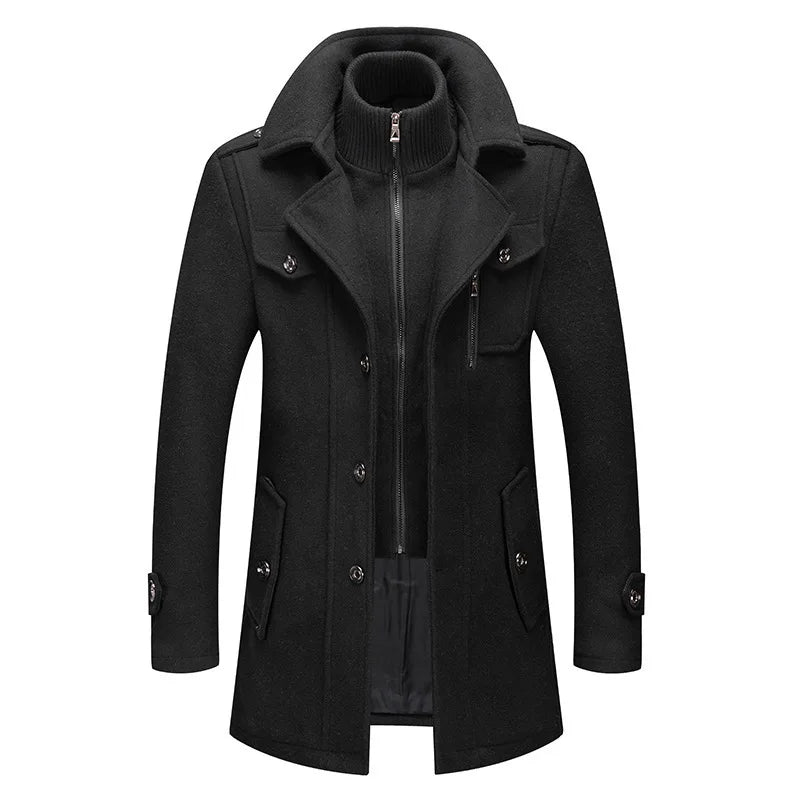 Men's Casual Business Woolen Overcoat Double-Collar Cold-Resistant Jacket Fashionable Autumn Winter 2025
