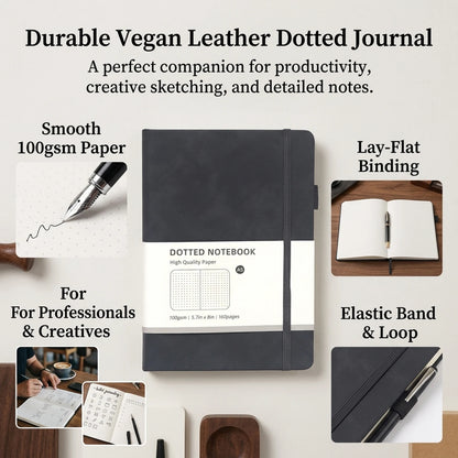 Quaderno A5 con copertina rigida Macaron – Pagine a puntini e righe, agenda business con elastico per la scuola