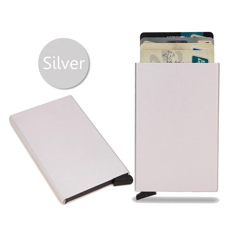 Slim Metal RFID Card Holder – Pop-Up Minimalist Wallet for Men & Women