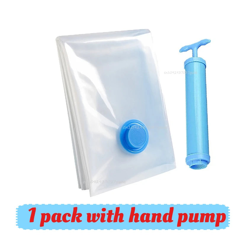 Vacuum Storage Bags with Hand Pump | 5 Sizes, 1–5 Pack | Space Saver Bags for Clothes & Bedding