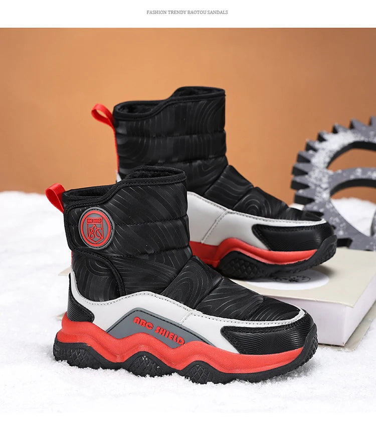 Kids' Plush-Lined Hook-and-Loop Winter Shoes