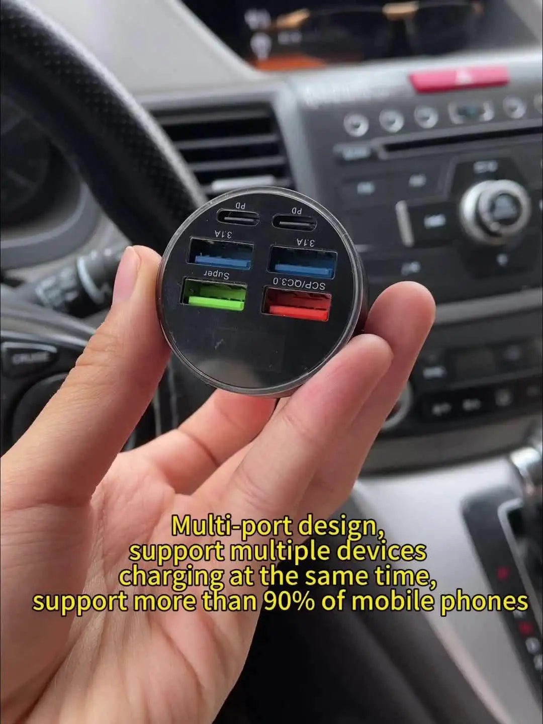 Fast-Charging Car USB Adapter with Voltage Display