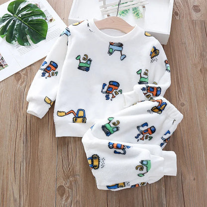 Kids' Flannel Fleece Pajama Set – Warm Toddler Sleepwear, 9 Months–6T