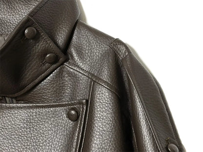 Chaqueta de cuero sintético con cremallera para mujer Guobioziy