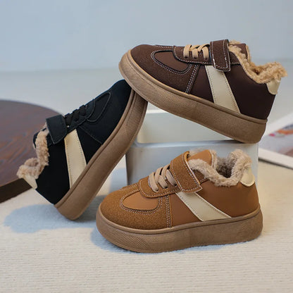 Zapatos de invierno para niños con forro de felpa y cierre de velcro