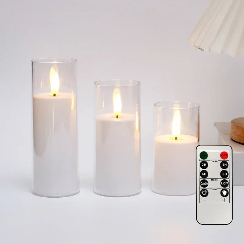Flickering LED Flameless Candles – Real-Look Acrylic Set with Remote & Timer