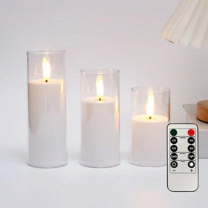 Flackernde LED-Kerzen ohne Flamme – Acryl-Set in Echtwachs-Optik mit Fernbedienung & Timer