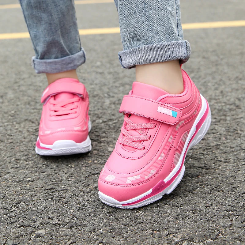 Girls Sport Shoes Waterproof Running Kids Sneakers Casual Leather Pink Breathable Fashion Antislip Lightweight Children Shoes