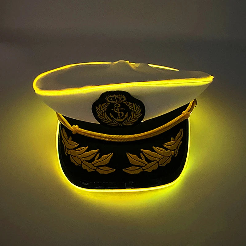 LED Light-Up Pirate Captain Hat - Glowing Tricorn Costume Hat for Halloween & Parties