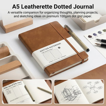 Quaderno A5 con copertina rigida Macaron – Pagine a puntini e righe, agenda business con elastico per la scuola