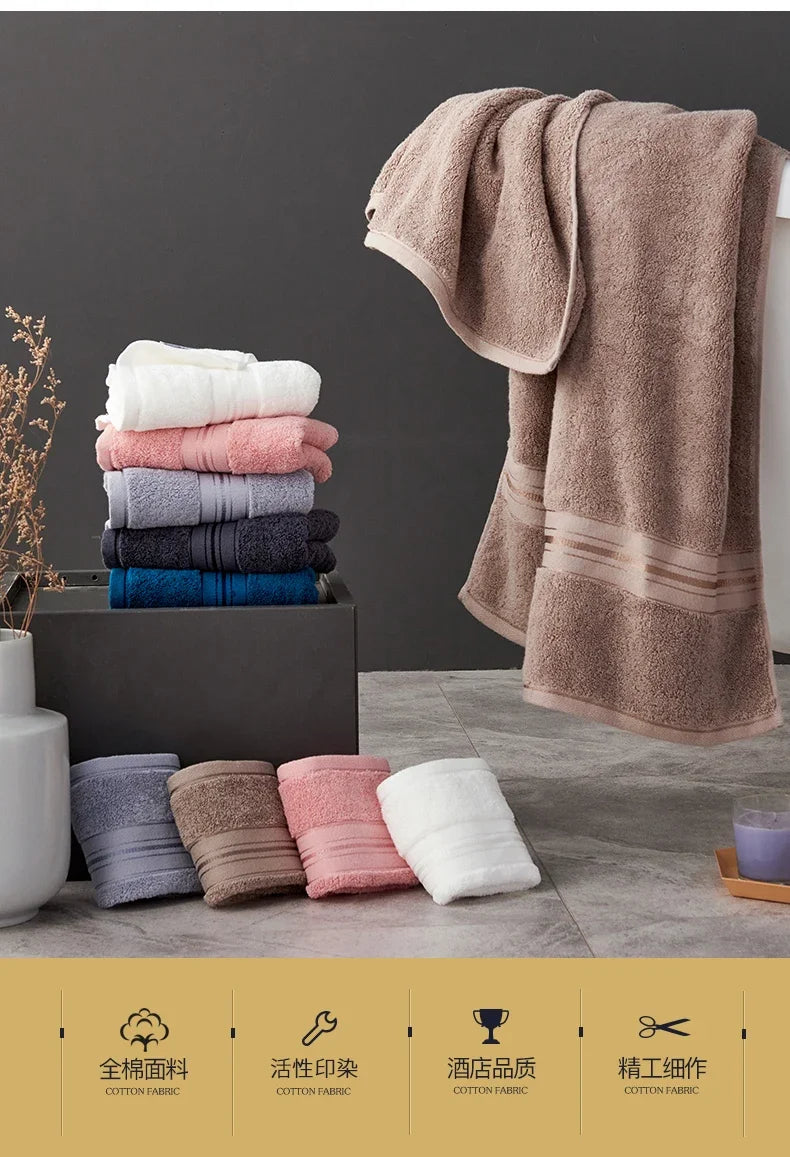 3-Piece Cotton Towel Set – Bath, Hand & Face Towel, 1 kg