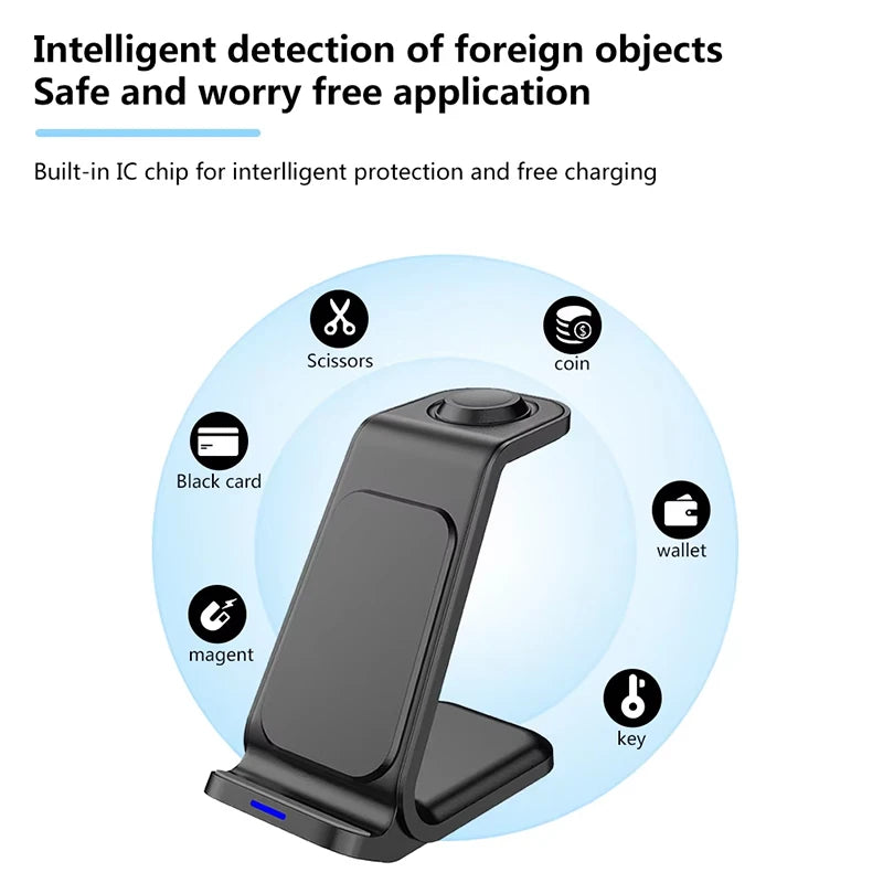 30W 3-in-1 Desktop Wireless Charging Station