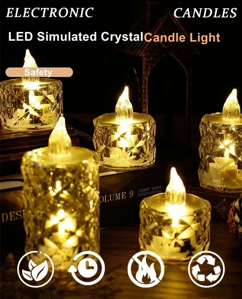LED Crystal Flameless Candle Light LED Electronic Candle Light Night Lamp Dating Party Holiday Home Wedding Christmas Decoration