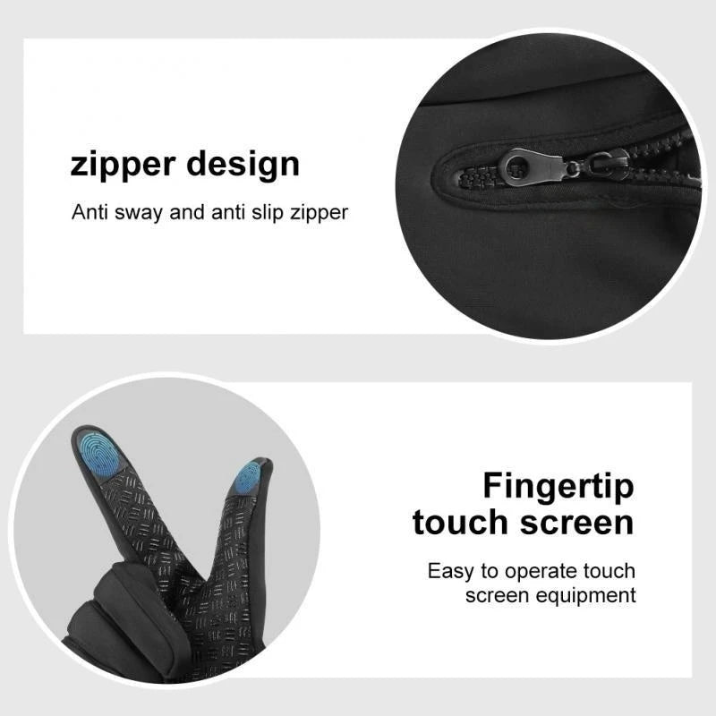 Men's Windproof Touchscreen Winter Gloves with Zip Cuff