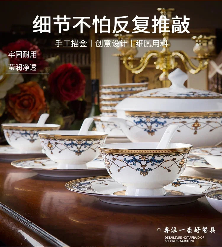 Floral Bone China Dinnerware Set, 56 or 60 Pieces