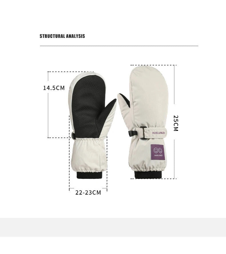 Kids' Waterproof Ski Mittens with Long Cuffs – Ages 6 to 12