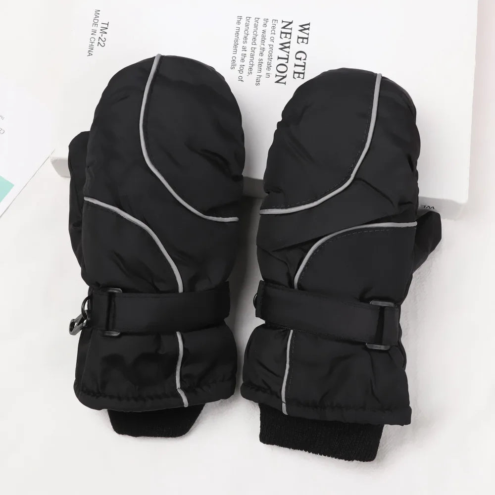 Kids' Adjustable Ski Gloves – Velvet-Lined Snow Gloves (Ages 5–9)