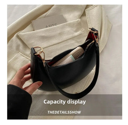 Women's Crescent Moon Shoulder Bag – Soft Vegan Leather Handbag