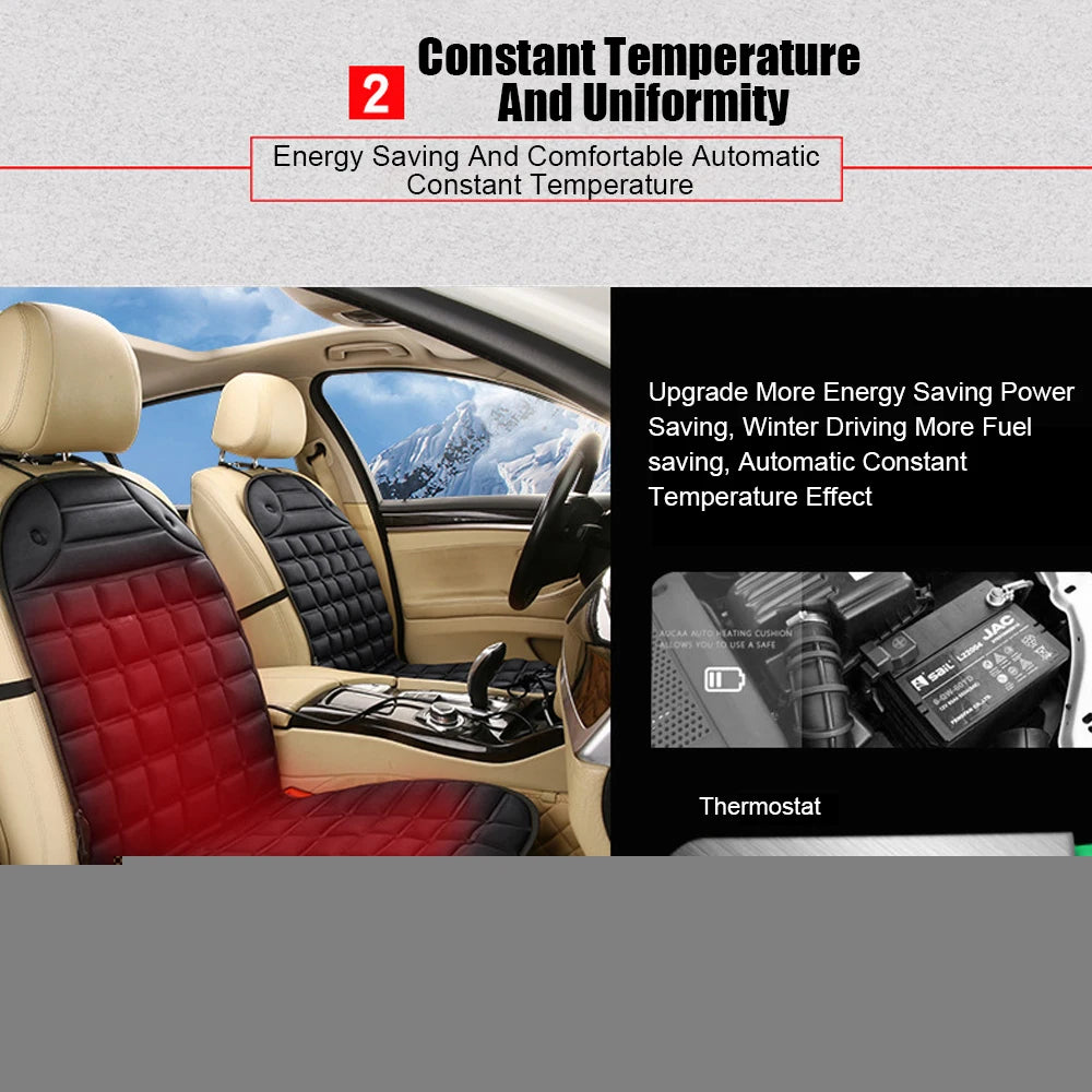 Heated Car Seat Cushion – 12V Universal Seat Warmer with 2 Heat Settings