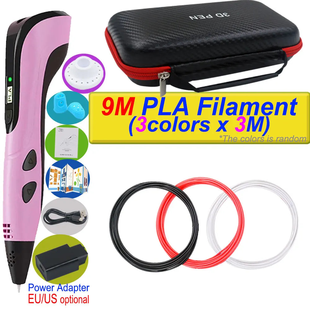 Penna 3D per bambini – Display LCD, velocità regolabile e kit con filamento PLA e custodia