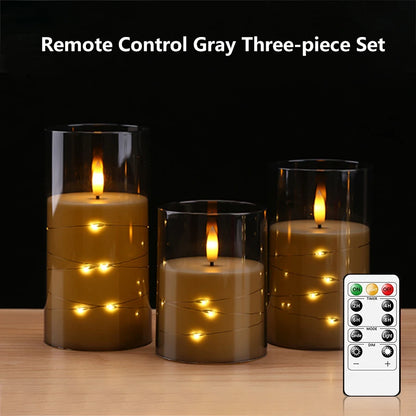 Candele a Pilastro LED Senza Fiamma con Telecomando e Timer | Set da 3 | Luci a Stella Integrate | 3 Colori