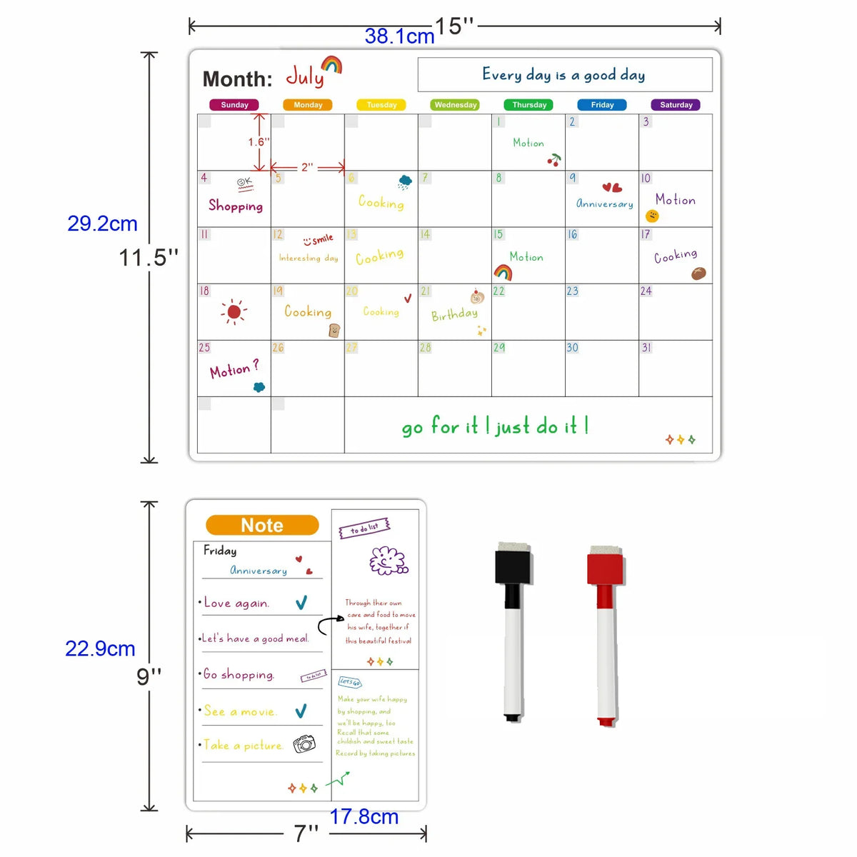 Magnetic Fridge Calendar – Dry-Erase Monthly & Weekly Planner
