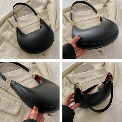 Women's Crescent Moon Shoulder Bag – Soft Vegan Leather Handbag