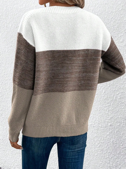 Gestreifter Damenpullover aus Acrylstrick