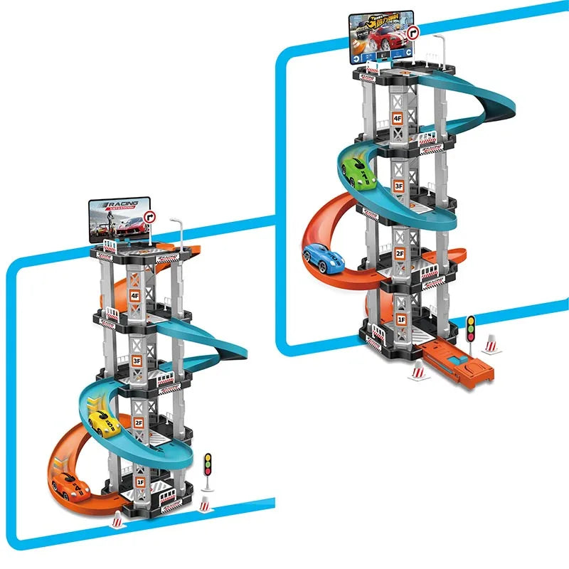 Race Track Car Ramp Toy – Gliding Rail Racing Set for Toddlers