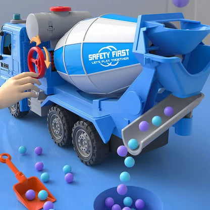 Large Toy Cement Mixer Truck – Friction-Powered with Lights & Music