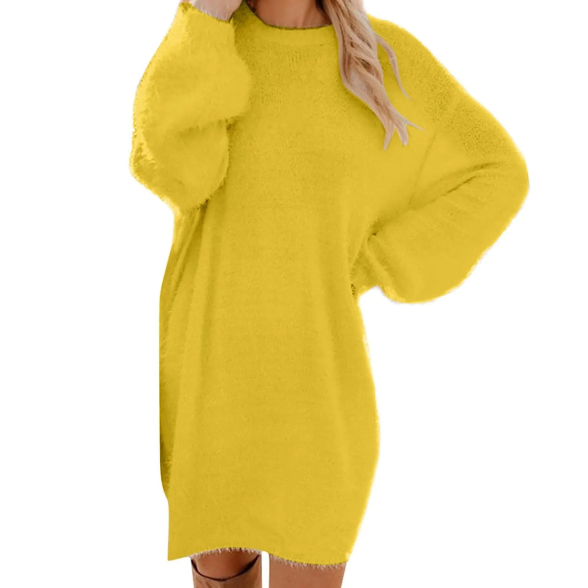 Women's Crewneck Knee-Length Sweater Dress