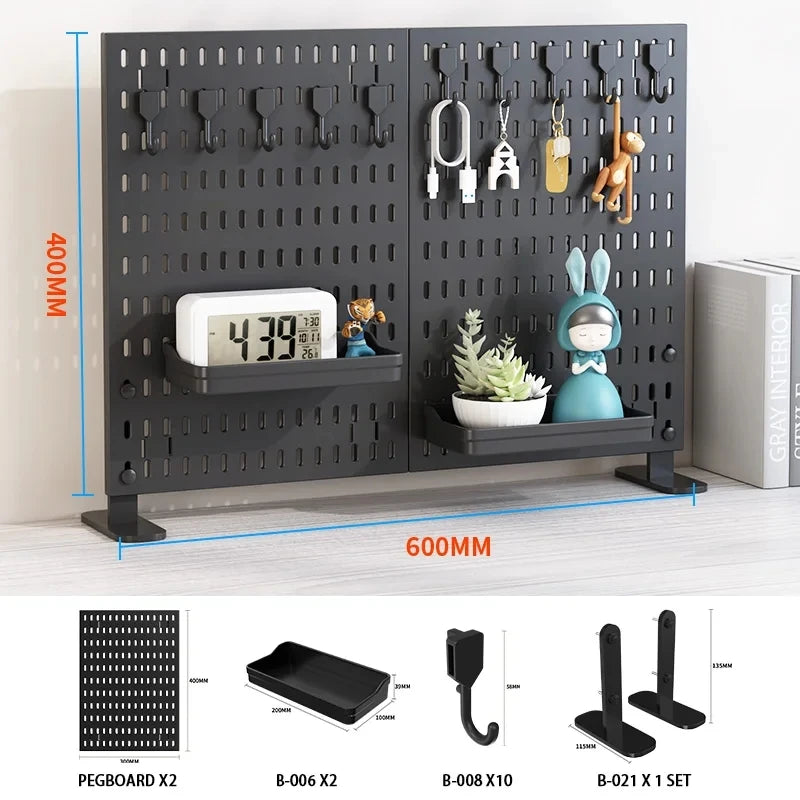 No Drill Desktop Pegboard Rack Gaming Room Organizer For Controllers Headphones Switch Figurine Stationery Storage