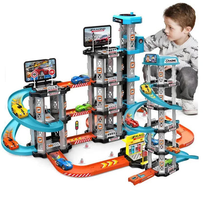 Race Track Car Ramp Toy – Gliding Rail Racing Set for Toddlers