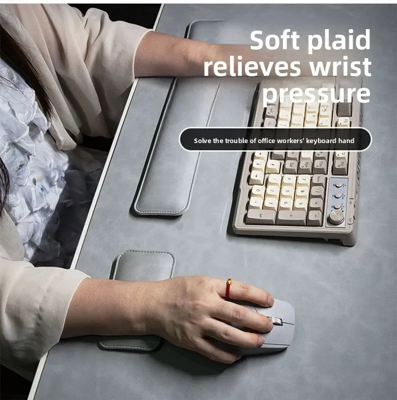 Large PU Leather Desk Mat with Keyboard Wrist Rest & Mouse Wrist Pad, Non-Slip Extended Pad for Office Gaming Desktop
