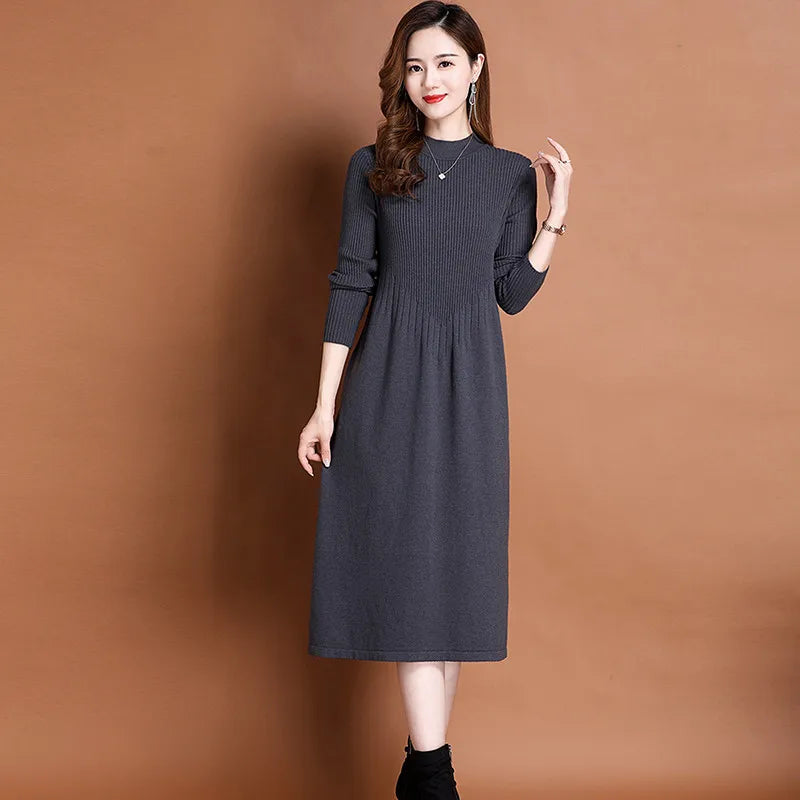 Women's Ankle-Length A-Line Dress with Appliqué