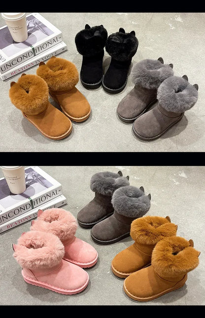 Botas de invierno bajas para niña con parte superior de poliéster