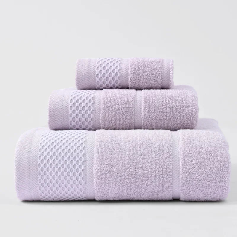 Thick Cotton 3-Piece Towel Set – Bath, Hand & Washcloth