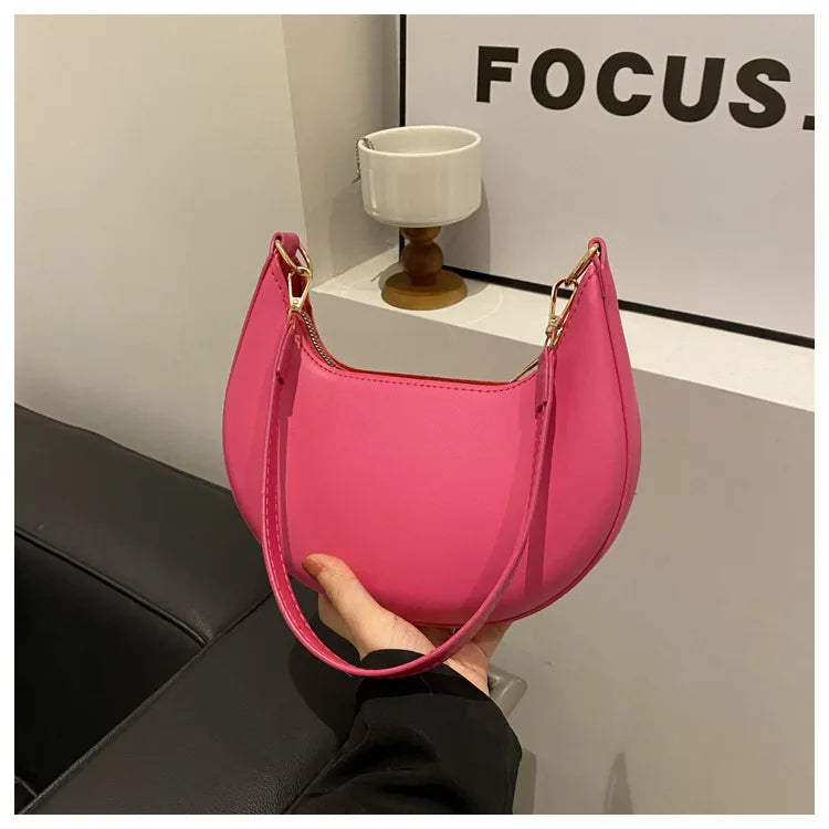 Women's Crescent Moon Shoulder Bag – Soft Vegan Leather Handbag