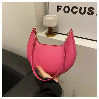 Women's Crescent Moon Shoulder Bag – Soft Vegan Leather Handbag