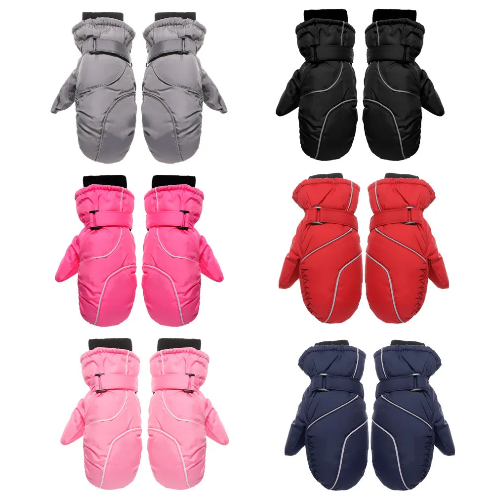 Kids' Adjustable Ski Gloves – Velvet-Lined Snow Gloves (Ages 5–9)